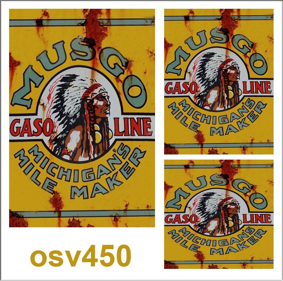 WEATHERED BUILDING SIGN DECAL MUSGO GAS STATION EASY PEEL & STICK ...