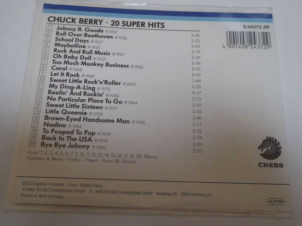 CHUCK BERRY : 20 Super Hits  > EX (CD) - Bild 3 von 3