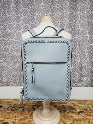 Calpak Backpack Blue 15 Inch Laptop Faux Leather Luggage