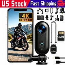 4K Mini Action Camera 64GB Motorcycle Helmet Cam Bike POV Camera Waterproof