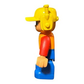 Duplo Figure Lego Ville Construction Man Male Yellow Cap Headset Orange Vest