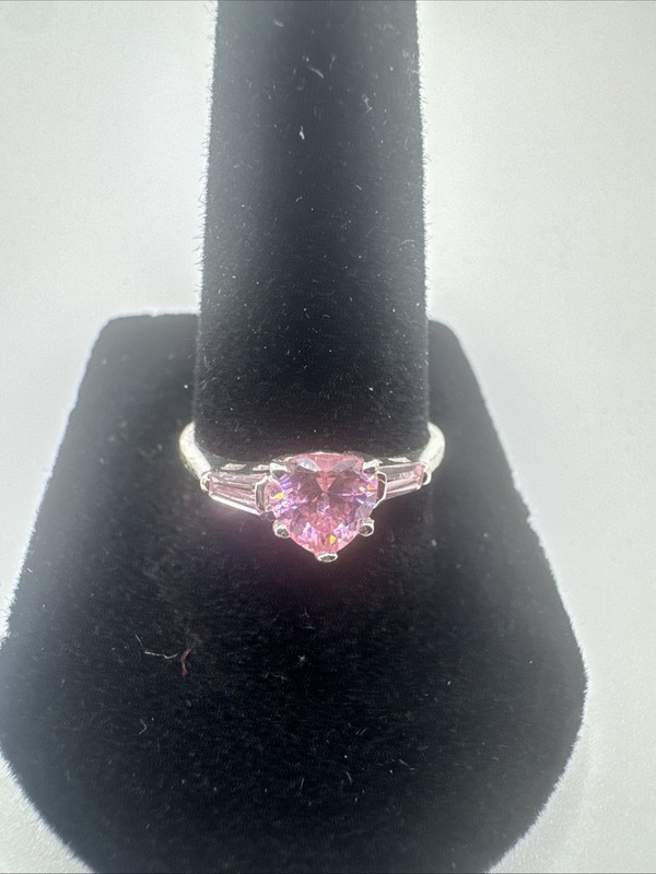 925 Sterling Silver Ring With Pink Marquise Cut Stone Size 7.25