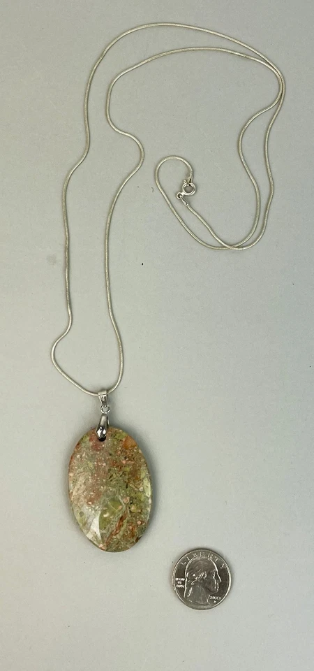 De colección. Enorme colgante ovalado de jaspe de 18 quilates GP de plata de ley 925 único en su clase 30" Foto 4 de 4