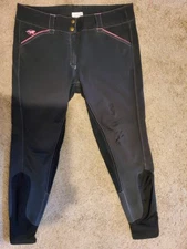 Piper by SmartPak Black/Pink Womens Equestrian Horse Riding Breeches 30R Logo