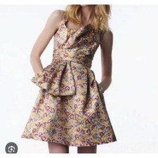 Zac Posen for Target metallic mini dress brocade party floral wedding guest med