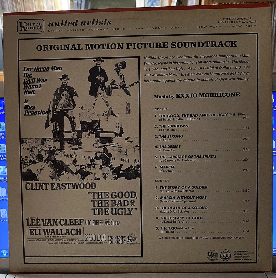 THE GOOD, THE BAD And THE UGLY Ennio Morricone UNITED ARTISTS UAL 4172 Mono OST - Image 2 of 4