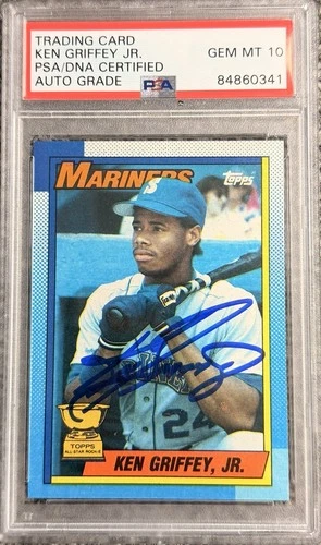 Ken Griffey Jr. 1990 Topps #336 “Bloody Scar” Signed Baseball Card PSA 10 Auto