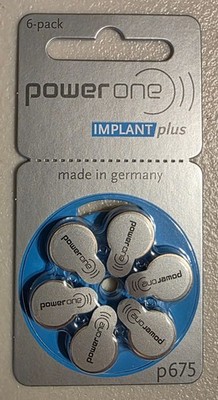 Power One Size p675 Cochlear Implant Plus Batteries (60 batteries) NEW