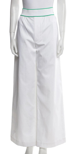 Bottega Veneta, Bottega Veneta White Wide Legged Pants logo waistband sz small NWOT