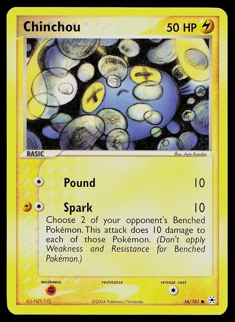 Pokemon Card Hidden Legends Chinchou 56/101 Common