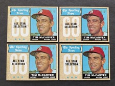 1968 Topps Baseball Tim McCarver NL All-Star Selection Card #376 (4 Card Lot)