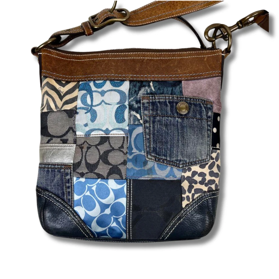 Сумка через плечо Coach джинсовая кожа лоскутное одеяло темно-синий 30x27,5x7,5 NNAx74 - Изображение 2 из 4