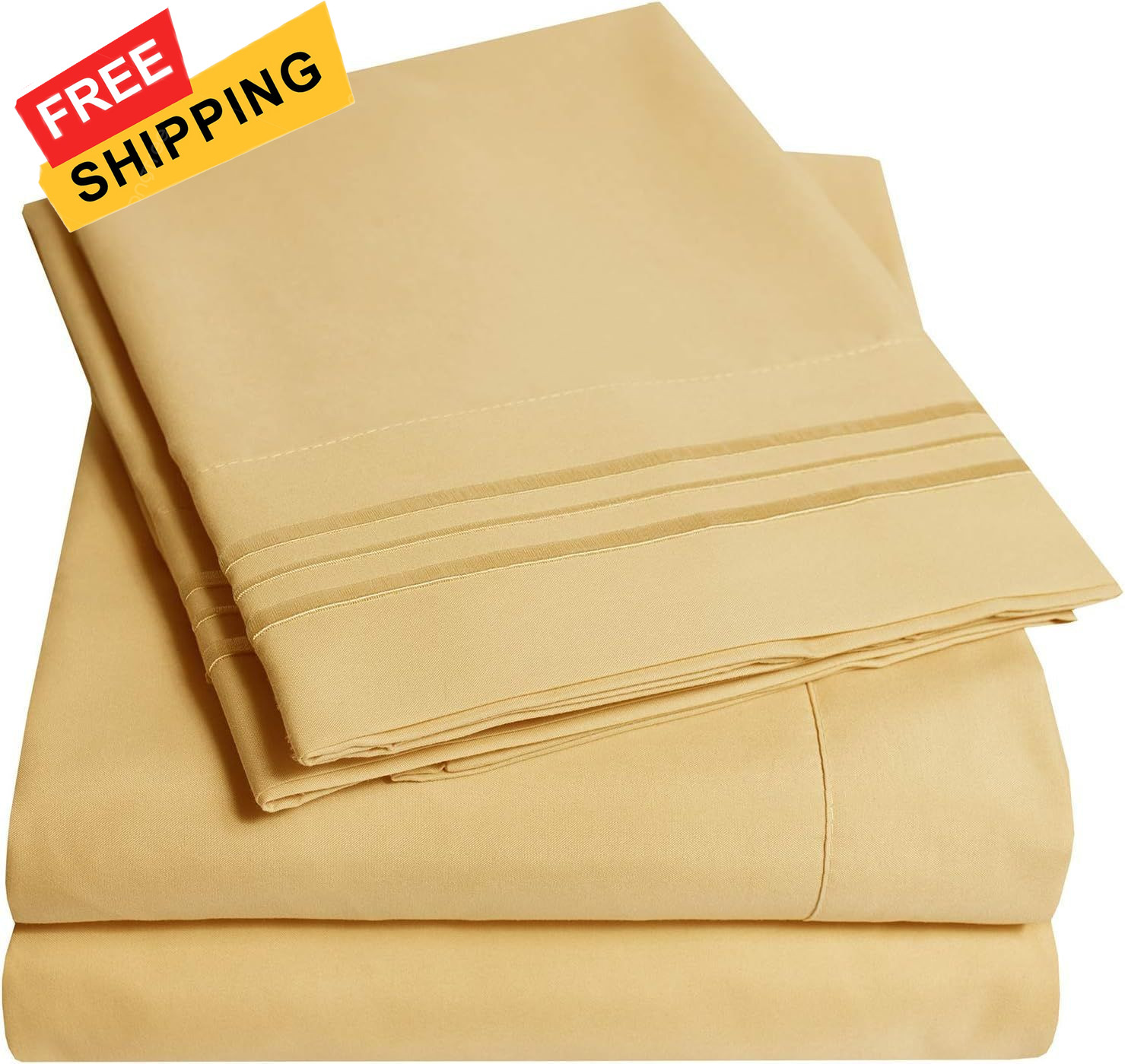 Sweet Home Collection Bed Linen Set - 3Pc Camel Microfiber Twin XL, 