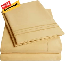 Sweet Home Collection Bed Linen Set - 3Pc Camel Microfiber Twin XL, 