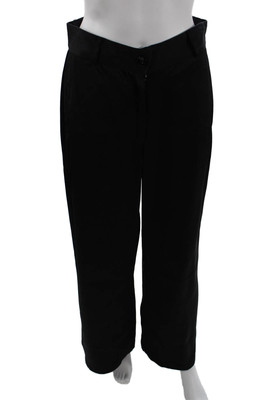 Jil Sander Womens Zipper Fly High Rise Wide Leg Pants Black Cotton Size FR 34