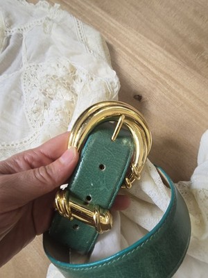 Vintage Linda Allard Ellen Tracy Emerald Green Buffalo Calf 