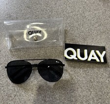 Quay Australia Vivienne 126 Lens Sunglasses Black Smoke Aviator Men, Women