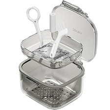 Retainer Case, Retainer Cleaner Case, Unique Denture Bath with Drain Tray, Su...