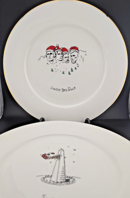 MERRY MASTERPIECES-1999 Dayton Hudson USA Monuments Christmas, 4 Dinner Plates