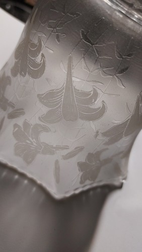 Vintage Frosted Etched Scalloped Glass Chandelier Shade Sconce Home Decor - Picture 6 of 13