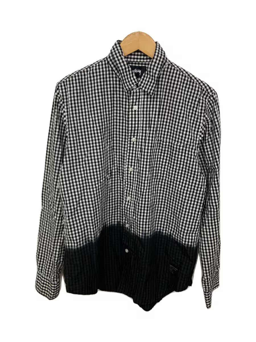 STUSSY Long Sleeve Shirt, Size L, Cotton, Black Check