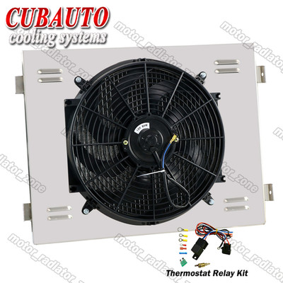Aluminum Shroud & 14'' Fan & Relay For 1955 1956 1957 Chevy Bel Air / Nomad V8
