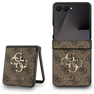 Handyhülle Guess Galaxy Z Flip7 Muster Kunstleder braun Big Logo goldfarben