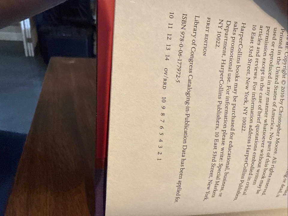 SIGNED Bite Me by Christopher Moore HC 1/1 Unread Vampire Love Story - Image 2 of 4