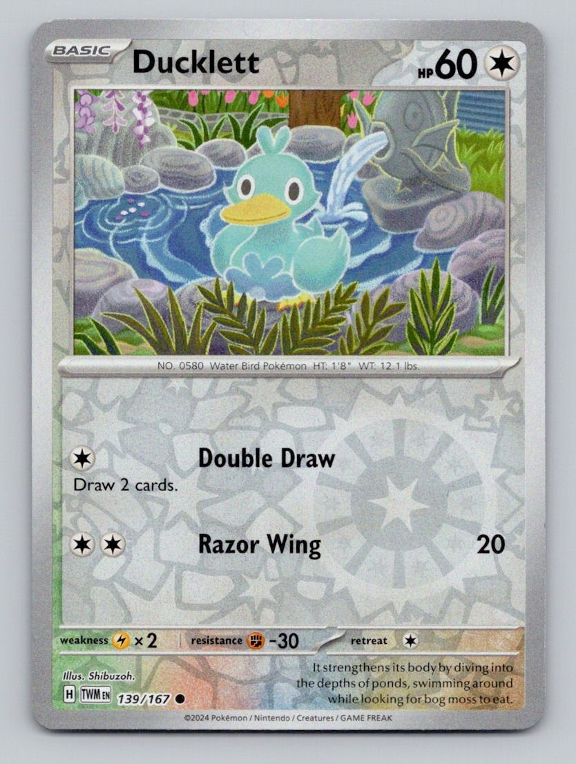 Reverse Holo Ducklett 139/167 Common Twilight Masquerade Pokemon