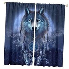 Blackout Curtains for Bedroom - 42"W x 45"L Pack of 1 Cool Wildlife Wolf