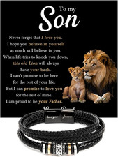 To My Son Bracelet Love You Forever Braided Leather Bracelet, Meaningful Son