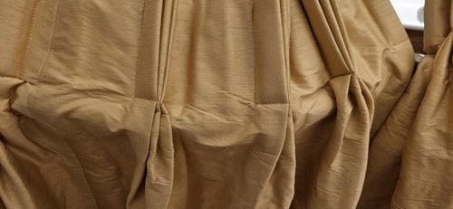 GOLD SILK INTERLINED CURTAINS 48" DROP BY 72" WIDTH - Picture 3 of 19