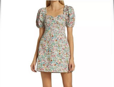 ASTR The Label Skylar Puff-Sleeve Minidress Size XL  Cottagecore ditsy floral