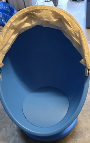 IKEA Ps Lömsk Swivel Blue Chair Childs Pod Egg Chair White Canopy Kids - Picture 2 of 6