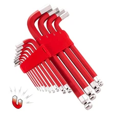 Powerbuilt Red SAE Long Arm Magnetic Hex Key Wrench Set (13 Piece Set) 941641