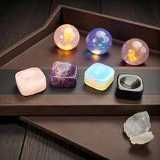 Cube Sphere Stands - Rose Quartz, Obsidian, Opalite, Amethyst, Selenite & Glass