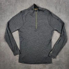 Smartwool Merino 250 Base Layer Quarter Zip Long Sleeve Shirt Men Small Charcoal