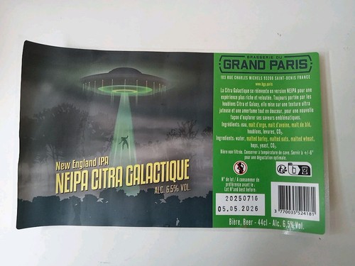 Etiqu. Can'Alu : NEIPA CITREA GALACTIQUE / Brasserie du GRAND PARIS - France