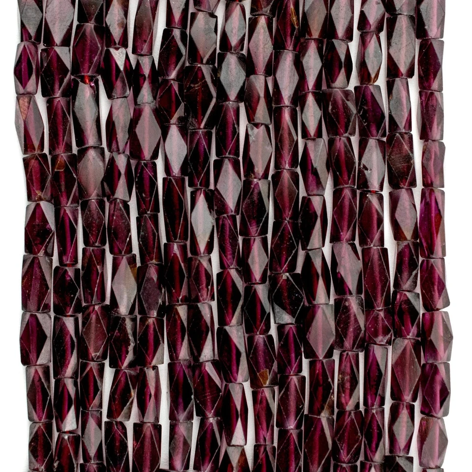 Cuentas de granate rectangulares facetadas 6x4 mm piedras preciosas rojas hilo de 15 pulgadas Foto 4 de 4