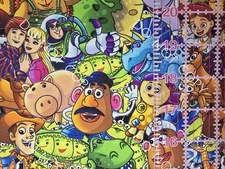 Custom 100% Cotton Woven Fabric Toy Story Movie Collage By The 1/4 Yd 9x56