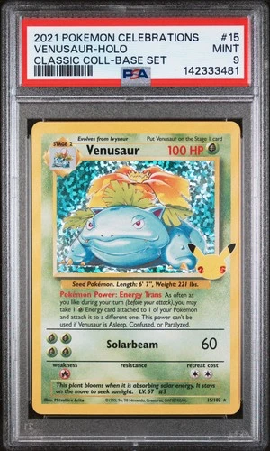 Venusaur-Holo 15 - Celebrations Classic Collection Classic Coll-Base Set PSA 9