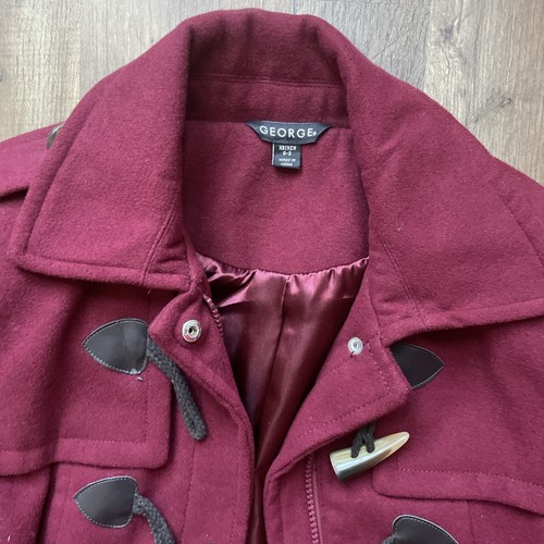 GEORGE Women's Button up Winter coat jacket Red Size 0-2 xs xch Polyester/Rayon - Picture 3 of 8