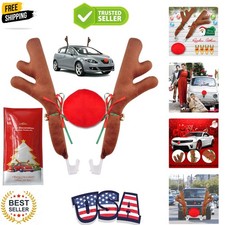 Car Reindeer Antlers Nose Christmas Costume Auto Decoration Rudolph Reinde...