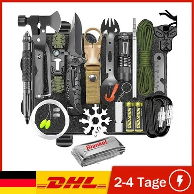 HOMTAS Survival Tools Kit 30 in 1 Taktisch Camping Notfall Outdoor EDC Ausrüstung