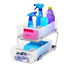 madesmart 2-Tier Organizer, Slide-Out Storage for Home and Bath, Frost 1-Pack