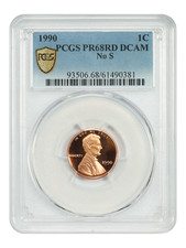 1990 No S 1C PCGS PR68RD DCAM - Lincoln Cent (Modern) - Scarce Variety