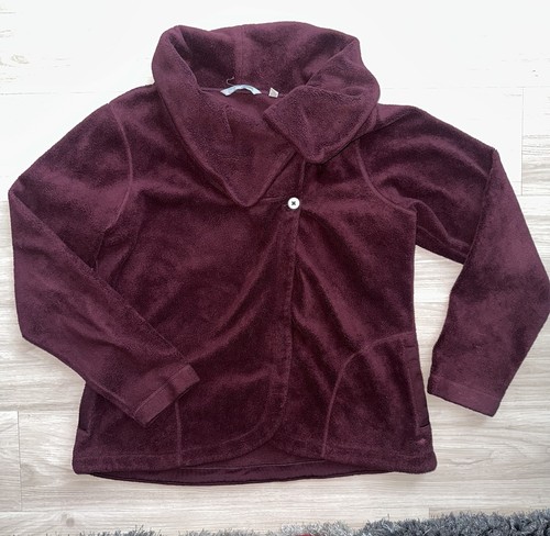 Horny Toad RARE Fleece 2 Button Women's XL Maroon Pockets Outdoor Winter Co Cozy - Picture 2 of 6