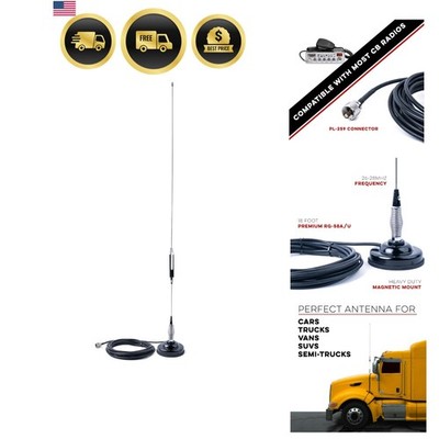 Nagoya CB-72 High-Performance 28'' CB Antenna Kit - Universal 26-28 MHz Covera...