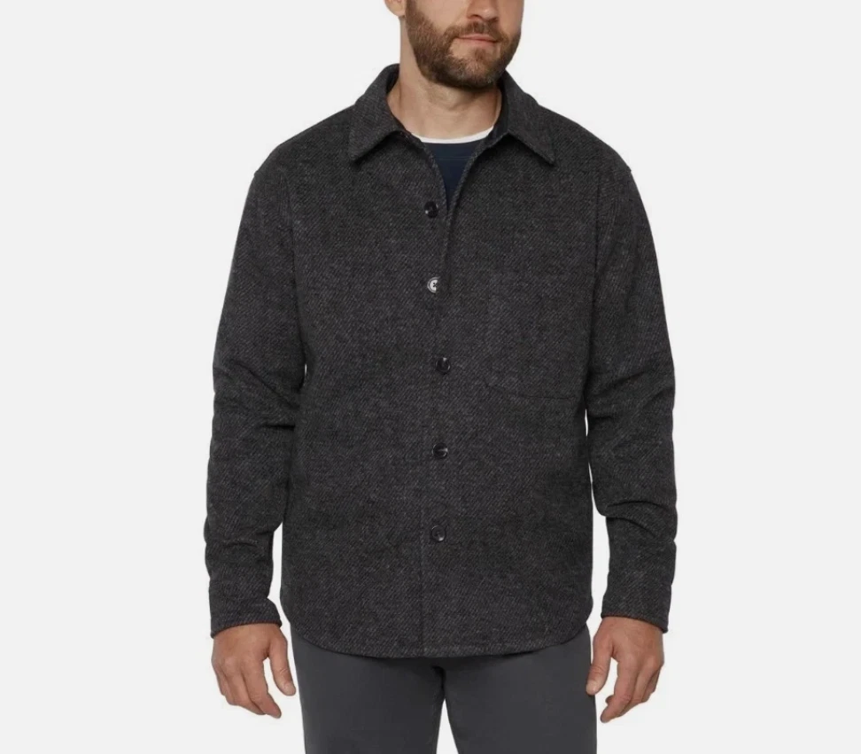 Banana Republic Men's Regular Fit Lined Warm Cozy Shirt Jacket, Black, Size XXL