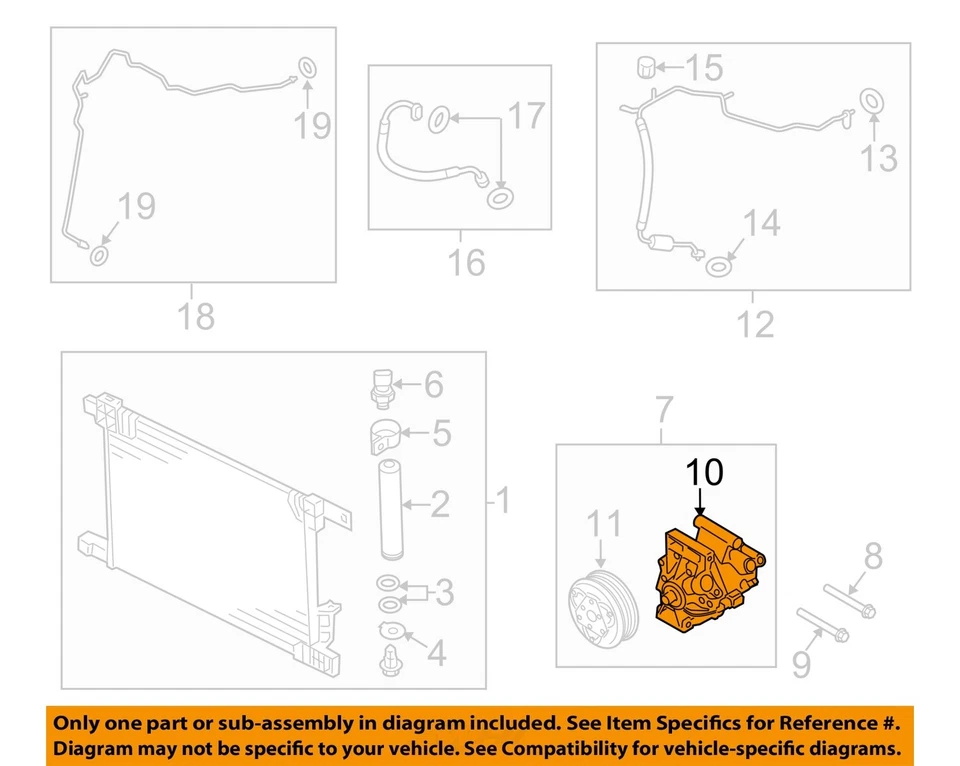 Used A/C Compressor fits: 2012 Nissan Versa 1.6L Htbk Note from 10/13 Grade A - Изображение 3 из 4
